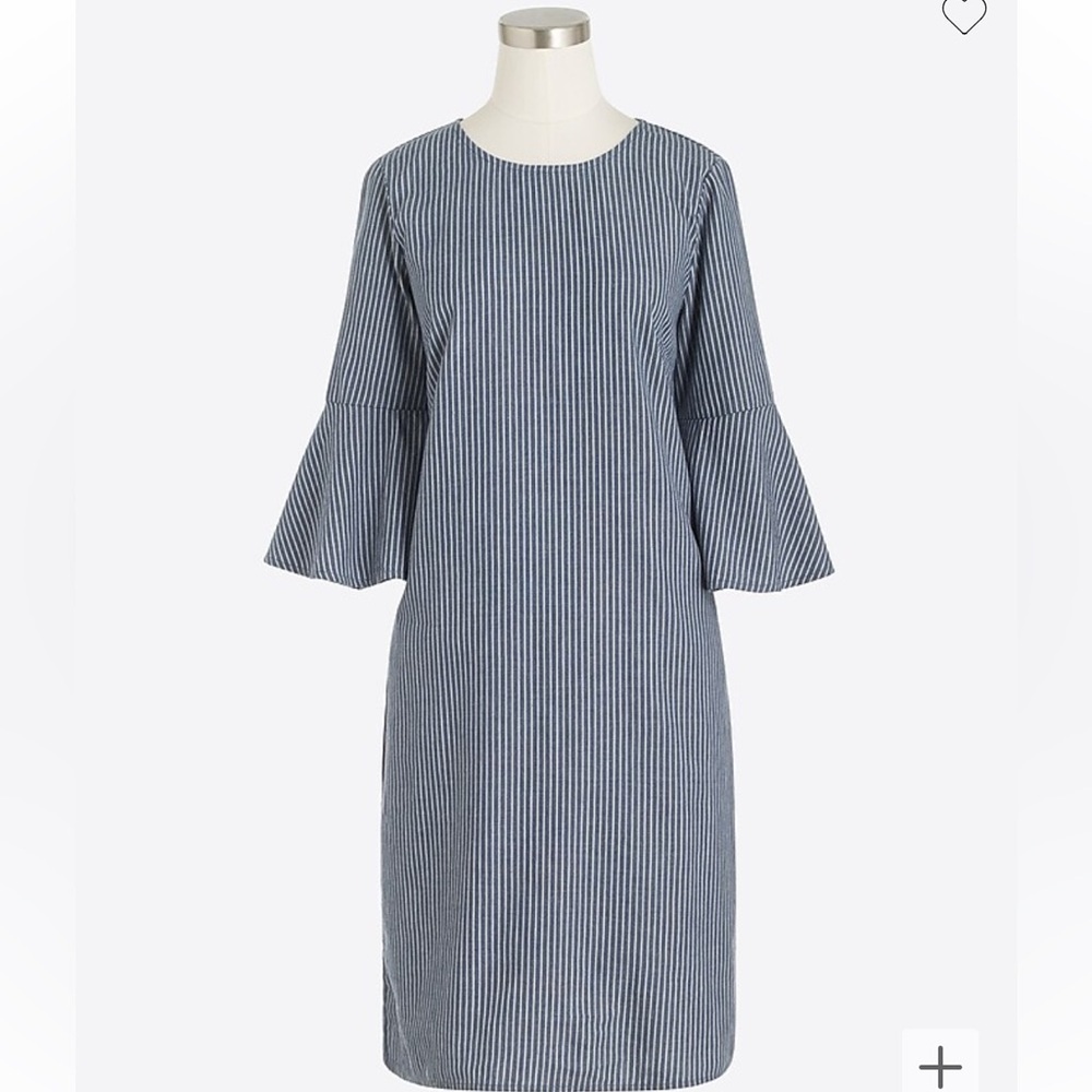 J. Crew Striped Bell-Sleeve Cotton Dress